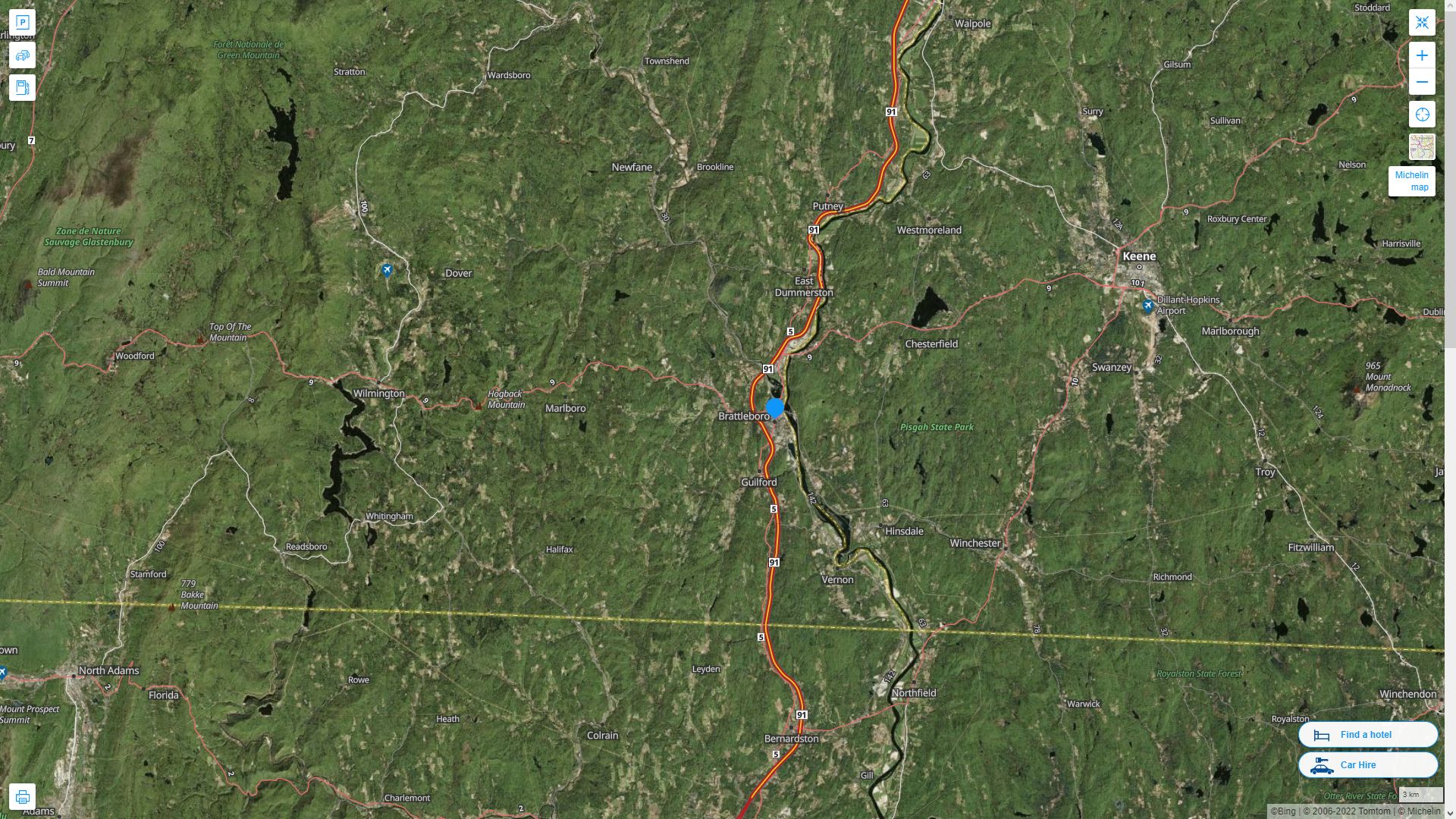 Brattleboro Vermont Highway and Road Map with Satellite View